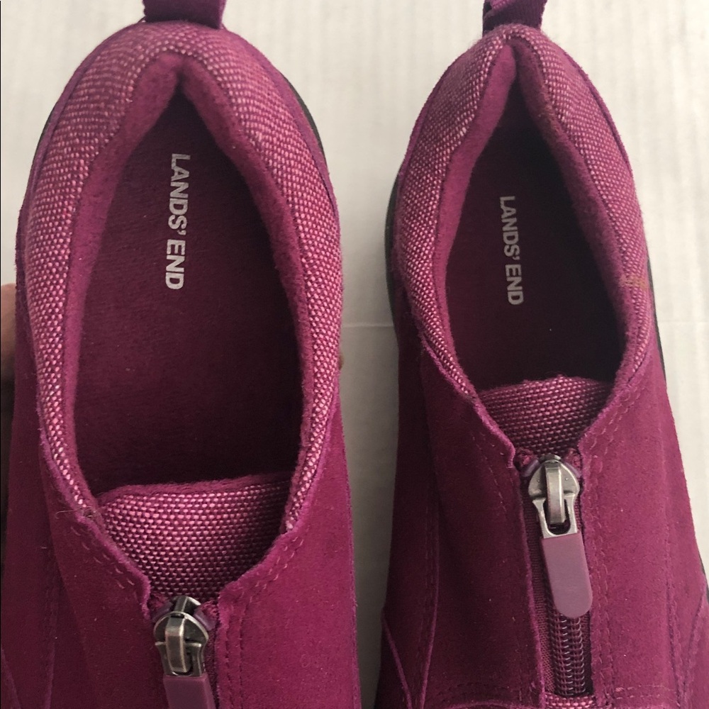 LANDS’ END Women’s Zip Front Leather Loafer purple fuchsia Size 8.5 - Picture 8 of 9